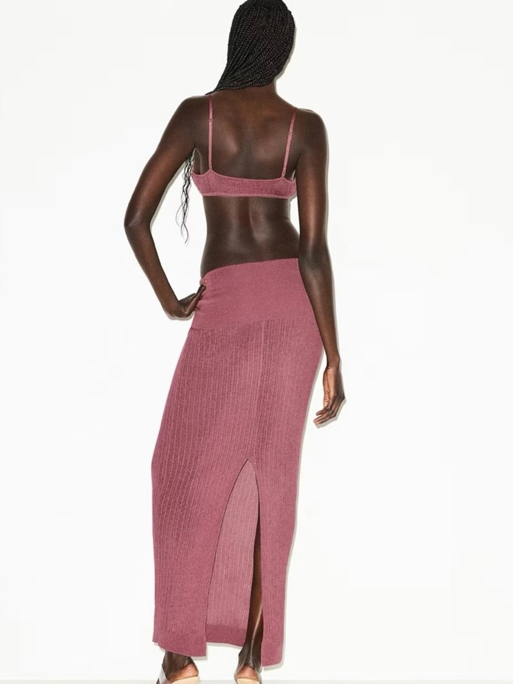 Skims Sheer Knit Fold Over Maxi Skirt - Picture 3 of 4